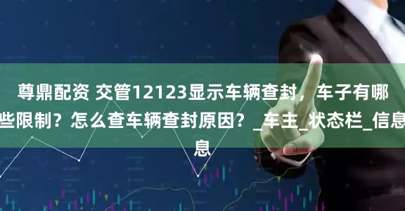 尊鼎配资 交管12123显示车辆查封，车子有哪些限制？怎么查车辆查封原因？_车主_状态栏_信息